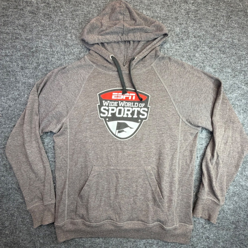 ESPN Wide World of Sports Hoodie Mens M Gray Quick Flip Convertible Backpack